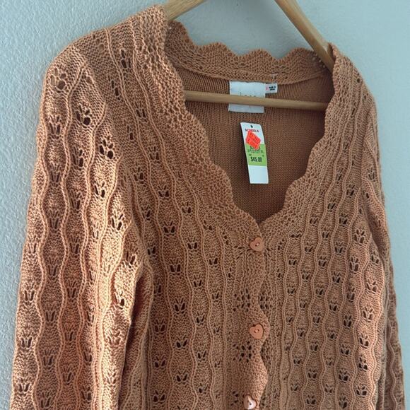 LUSH Apricot Soft Knit Heart Button Sweater | NWT | Size Small - Picture 3 of 8